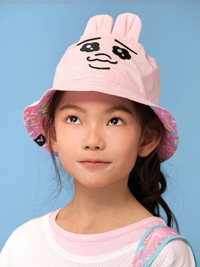 Bunny Ear Embroidered Bucket Hat, Pink