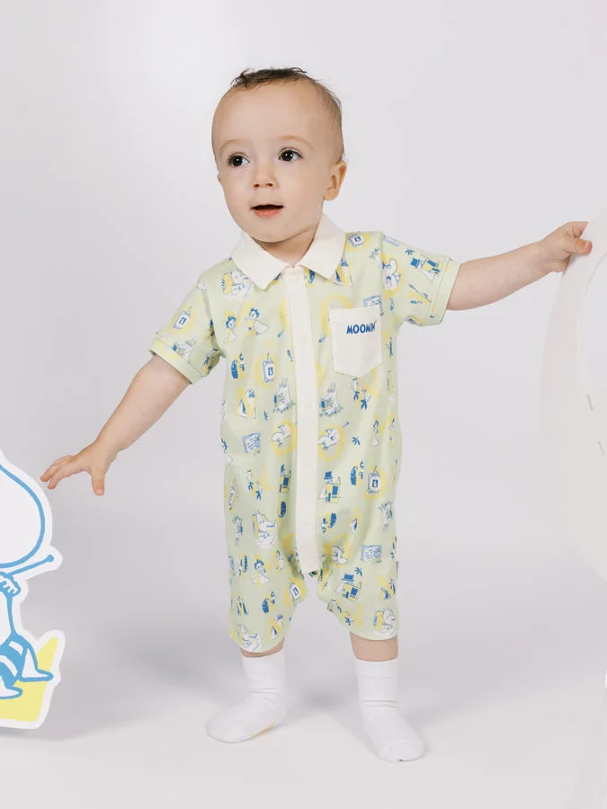 All‑Over Moomin Print Baby Romper, Green