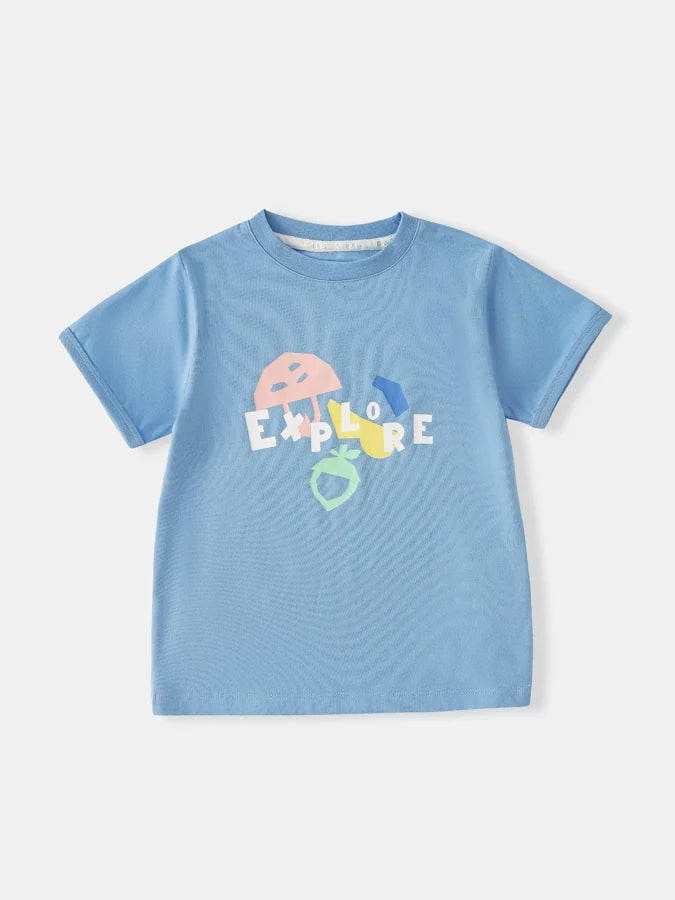 Boys Short Sleeve Print Tee, Blue