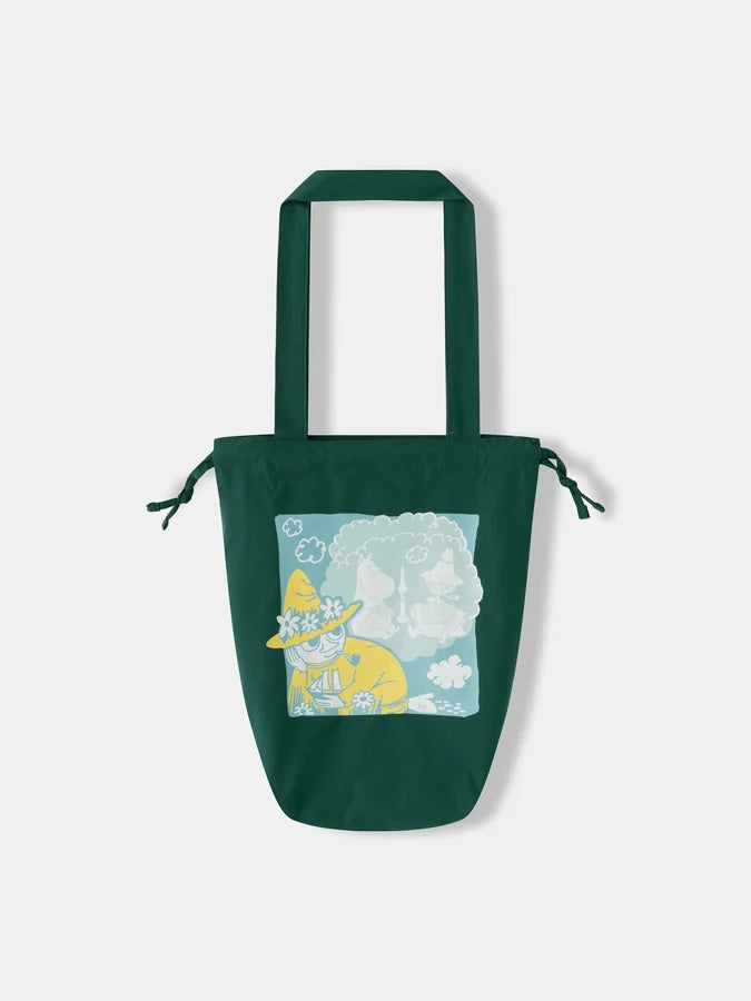 Kids Snufkin Print Drawstring Tote Bag, Green
