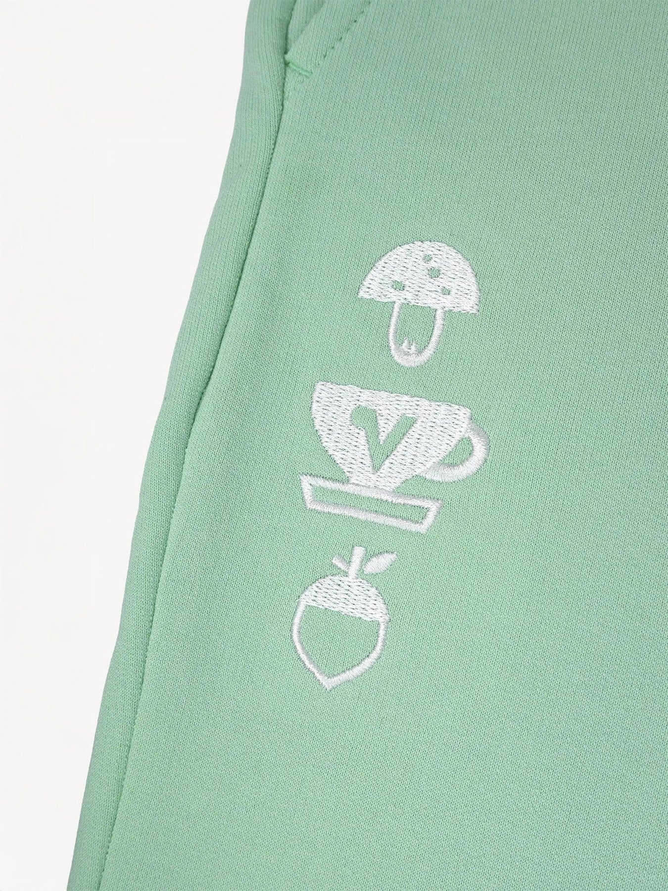 Vauva cup, seed and mushroom embroidery on mint BBNS separates