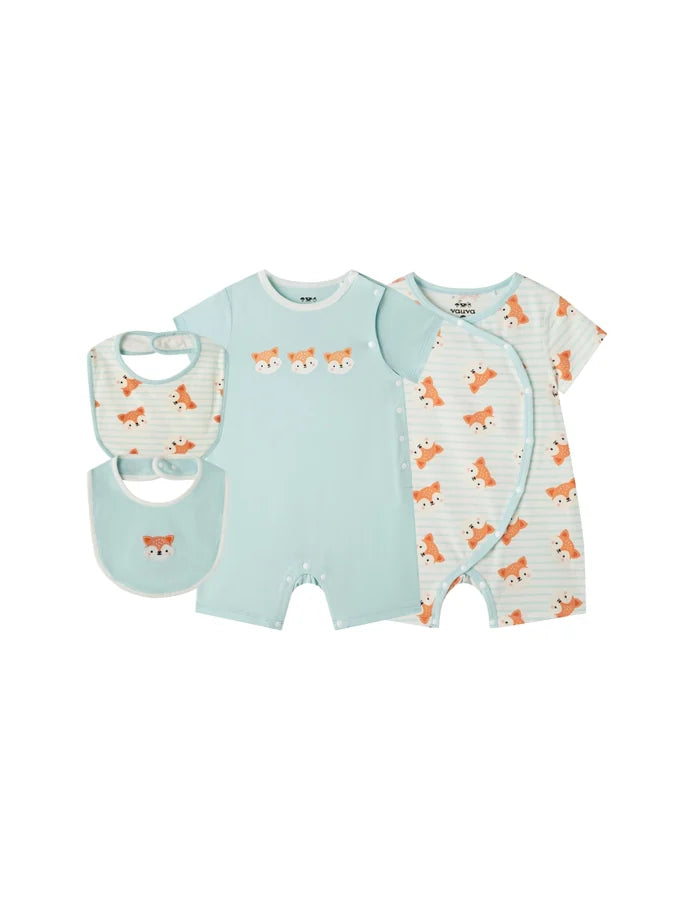 Baby Fox Cotton Essentials 4‑Piece Gift Set, Blue