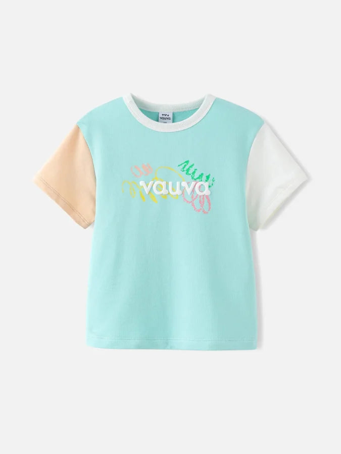 Kids Color Block Graphic Tee, Mint